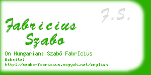 fabricius szabo business card